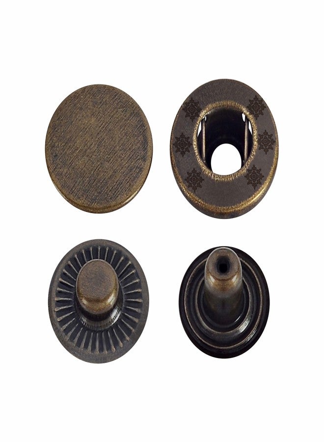 Jyoti Snap Button (120 Sets of Size VT - 8/15mm of Steel in Antique Brass Finish) Strong Grip Round Studs Clasp, Fasteners for Sewing, Purses, Bags, Leather, Clothes & DIY Works - Pack of 1 Pouch - Image 1